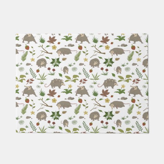Possum in a Berry Field in White Deurmat (Voorkant)