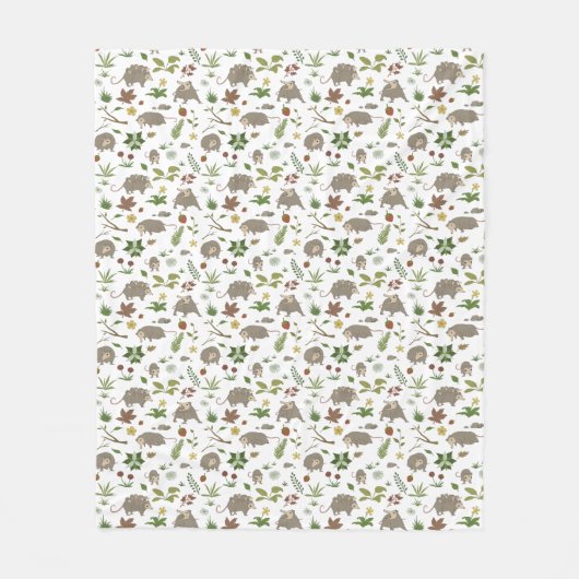 Possum in a Berry Field in White Fleece Deken (Voorkant)