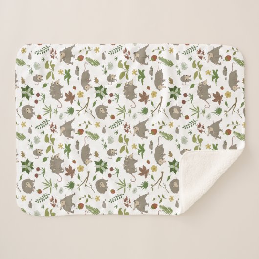 Possum in a Berry Field in White Sherpa Deken (Voorkant (horizontaal))