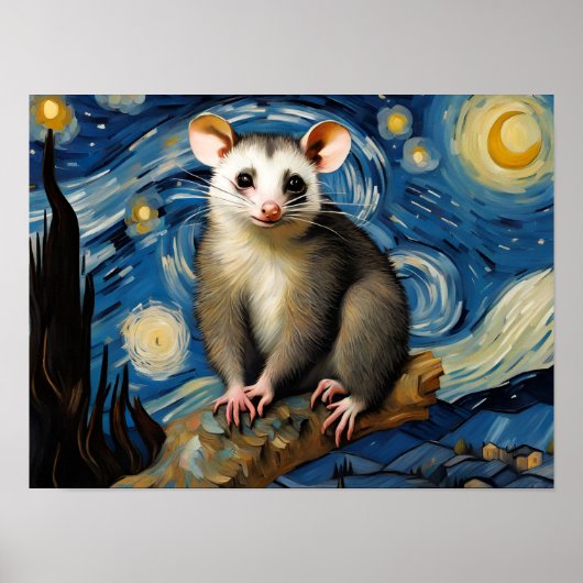 Possum in de Sterrennacht Poster (Voorkant)