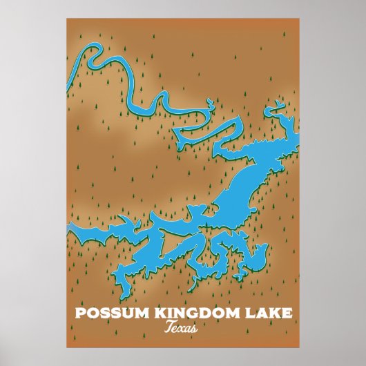Possum Kingdom Texas-kaart Poster (Voorkant)