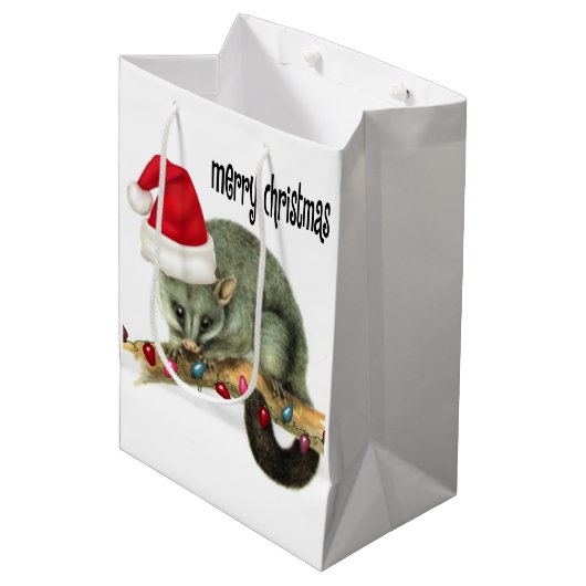 Possum Merry kerstcadeautassen Medium Cadeauzakje (Voorkant Gekanteld)