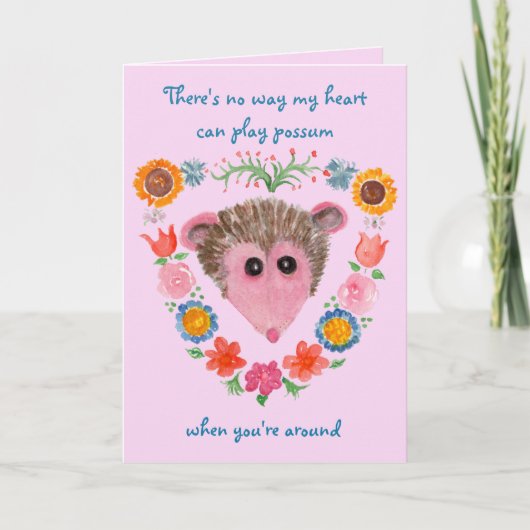 Possum met Flowers Valentijnse Card Kaart (Voorkant)