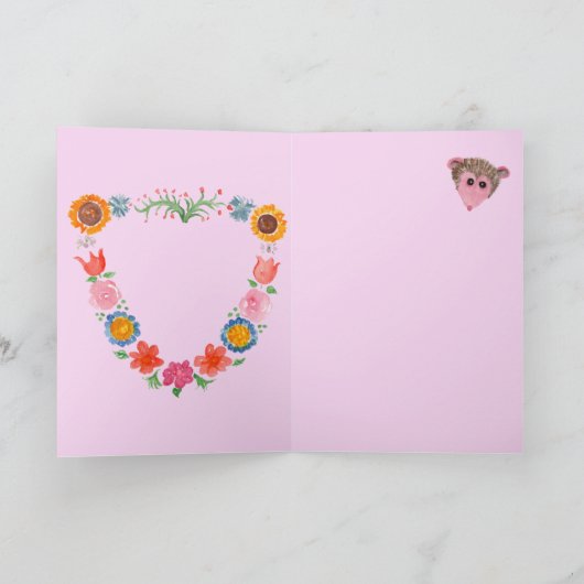 Possum met Flowers Valentijnse Card, Play Opossum Kaart (Binnen)