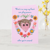 Possum met Flowers Valentijnse Card, Play Opossum Kaart (Gele Bloem)