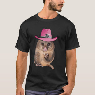 Possum Opossum Dragen Roze Cowboy Pet Grappig T-shirt