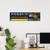 Possum Persimmon LabelSouthern California Poster (Thuiskantoor)