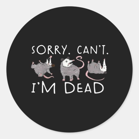 Possum Sorry Cant Ik Ben Dood Ronde Sticker (Voorkant)