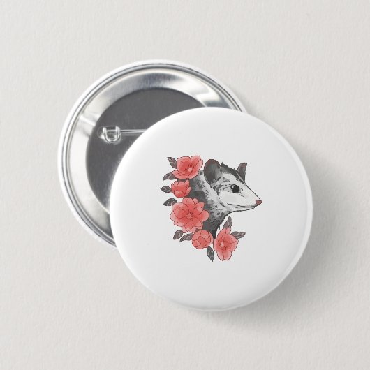 Possum with Flowers Ronde Button 5,7 Cm (Voorkant /achterkant)