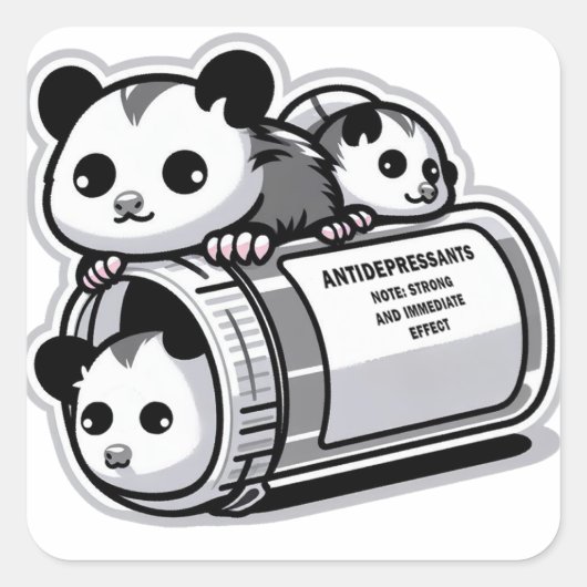 Possums Antidepressiva Vierkante Sticker (Voorkant)