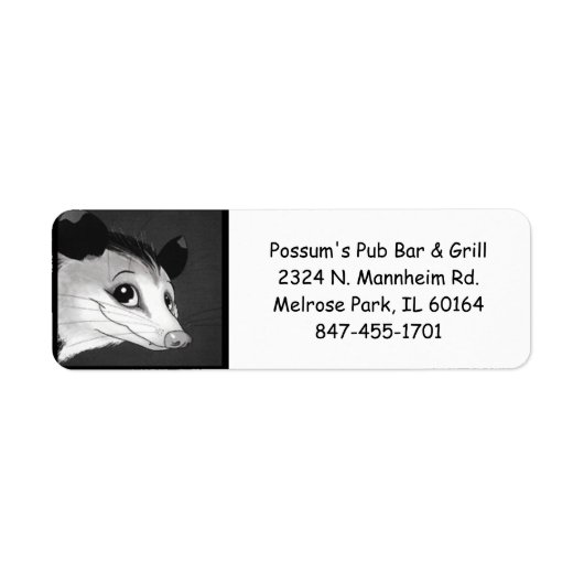 Possum's Pub Bar en Grill Retouradres Labels (Voorkant)