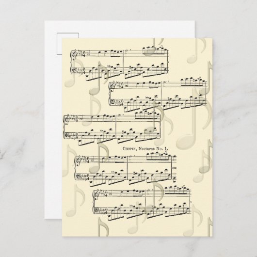 Post a Note Musical Chopin Romantic Nocturne Briefkaart (Voorkant / Achterkant)