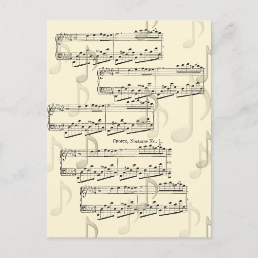 Post a Note Musical Chopin Romantic Nocturne Briefkaart (Voorkant)