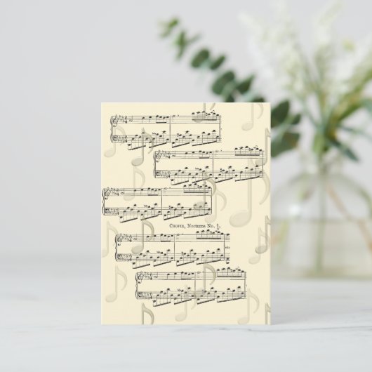 Post a Note Musical Chopin Romantic Nocturne Briefkaart (Staand voorkant)