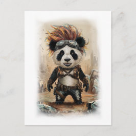 Post Apocalypse Panda Film Design op een Witte Feestdagenkaart