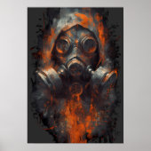 Post Apocalyptic Gas Mask Toxic Grunge Poster (Voorkant)