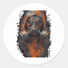 Post Apocalyptic Gas Mask Toxic Grunge  Ronde Sticker