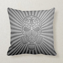 Post Apocalyptic Sugar Skull, staaleffect Kussen