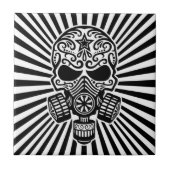 Post Apocalyptic Sugar Skull, zwart-wit Tegeltje (Voorkant)