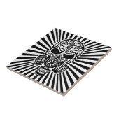 Post Apocalyptic Sugar Skull, zwart-wit Tegeltje (Zijkant)