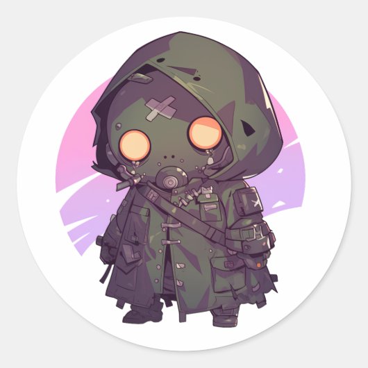 Post Apocalyptic Wanderer in anime stijl Ronde Sticker (Voorkant)