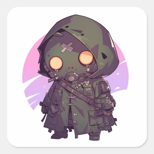 Post Apocalyptic Wanderer in anime stijl Sticker (Voorkant)