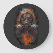 Post-apocalyptisch Gas Masker Giftige Grunge Grote Klok (Voorkant)
