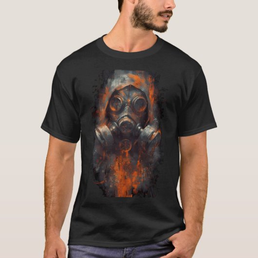 Post-apocalyptisch gasmasker donker industrieel T- T-shirt (Voorkant)
