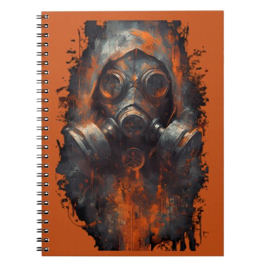Post-apocalyptisch gasmasker giftige grunge notitieboek (Voorkant)