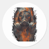 Post-apocalyptisch gasmasker giftige grunge ronde sticker (Voorkant)