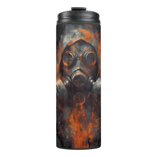 Post-apocalyptisch gasmasker giftige grunge thermosbeker (Voorkant)