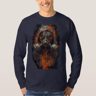 Post-apocalyptisch gasmasker industrieel lang mouw t-shirt