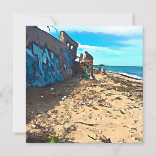 Post-apocalyptisch verlaten strand kaart (Voorkant)