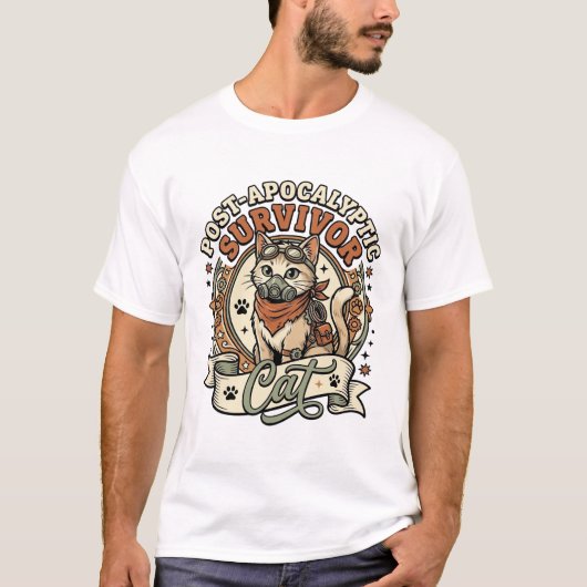 Post-Apocalyptische Overlevende Kat Post-Apocalypt T-shirt (Voorkant)