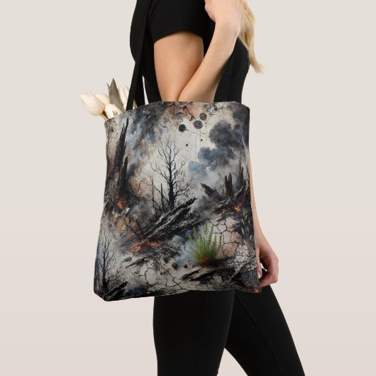 Post-apocalyptische Wildfire Art Canvas tas (Dichtbij)