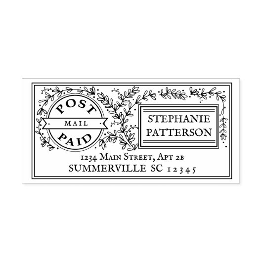Post Betaald Bloemen Postal Elegant Retouradres Rubberstempel (Afrduk)