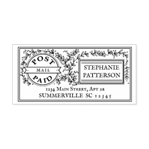 Post betaald Floral Postal Elegant Return Address Rubberstempel