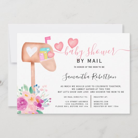 Post box floral waterverf baby shower per post kaart (Voorkant)