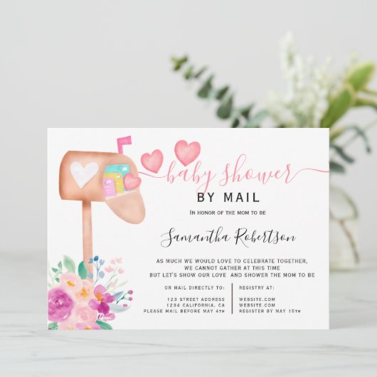 Post box floral waterverf baby shower per post kaart (Staand voorkant)