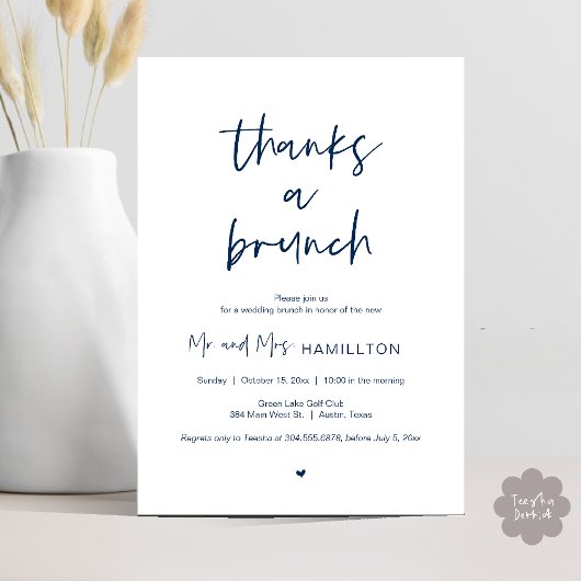 Post bruiloft Brunch, Bedankt een Brunch Uitnodigi Kaart