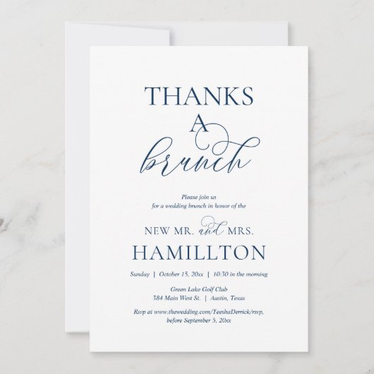 Post bruiloft Brunch, Bedankt een Brunch Uitnodigi Kaart (Voorkant)