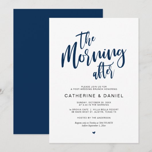 Post bruiloft Brunch, de ochtend na Kaart (Voorkant / Achterkant)