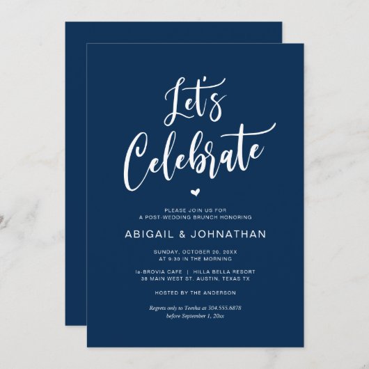 Post bruiloft Brunch, Eat, Laten we vieren Kaart (Voorkant / Achterkant)