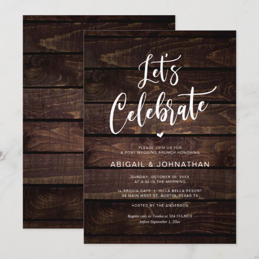 Post bruiloft Brunch, Eten, Laten vieren Kaart (Voorkant / Achterkant)