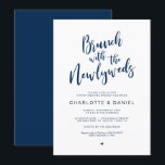Post bruiloft, Brunch met de nieuwigheden, Navy Bl Kaart<br><div class="desc">Een brunch feest plannen met de newlyweds de dag na de bruiloft? Nodig gasten uit met deze "Brunch met de nieuwigheden",  een modern calligrafiekontwerp met de naam Post Wedding Brunch Invitation Card. 
Voeg je brunchgegevens toe in het overeenkomende zwarte lettertype/lettertype.

#TeeshaDerrick</div>
