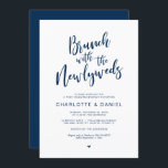 Post bruiloft, Brunch met de nieuwigheden, Navy Bl Kaart<br><div class="desc">Een brunch feest plannen met de newlyweds de dag na de bruiloft? Nodig gasten uit met deze "Brunch met de nieuwigheden",  een modern calligrafiekontwerp met de naam Post Wedding Brunch Invitation Card. 
Voeg je brunchgegevens toe in het overeenkomende zwarte lettertype/lettertype.

#TeeshaDerrick</div>