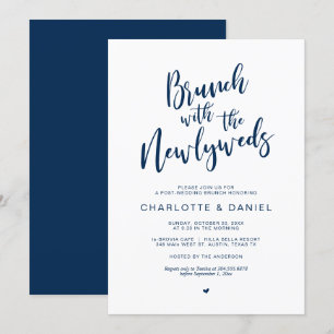 Post bruiloft, Brunch met de nieuwigheden, Navy Bl Kaart