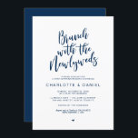 Post bruiloft, Brunch met de pasgetrouwden, Navy B Kaart<br><div class="desc">Een brunchfeest plannen met de pasgetrouwden de dag na de bruiloft? Nodig gasten uit met deze "Brunch met de jonggehuwden",  een modern Navy Blue kalligrafie ontwerp met als thema Post Wedding Brunch Invitation Kaart. Voeg je brunchgegevens toe in bijpassend zwart lettertype / belettering. #TeeshaDerrick</div>