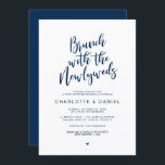 Post bruiloft, Brunch met de pasgetrouwden, Navy B Kaart<br><div class="desc">Een brunchfeest plannen met de pasgetrouwden de dag na de bruiloft? Nodig gasten uit met deze "Brunch met de jonggehuwden",  een modern Navy Blue kalligrafie ontwerp met als thema Post Wedding Brunch Invitation Kaart. Voeg je brunchgegevens toe in bijpassend zwart lettertype / belettering. #TeeshaDerrick</div>