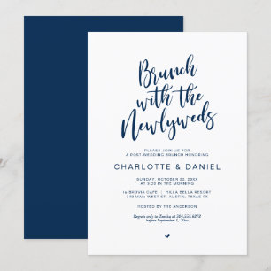 Post bruiloft, Brunch met de pasgetrouwden, Navy B Kaart